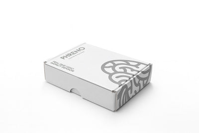 Closed white Phreno sensor box with the Phreno name and brain logo